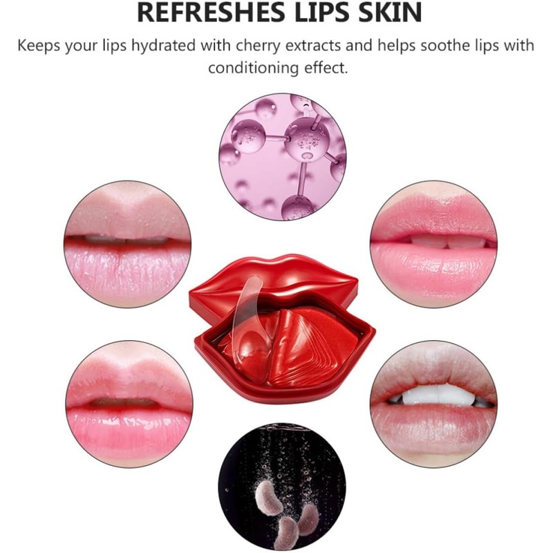 40 Piezas Mascarilla Labial Hidratante para Dormir, Gel Rojo