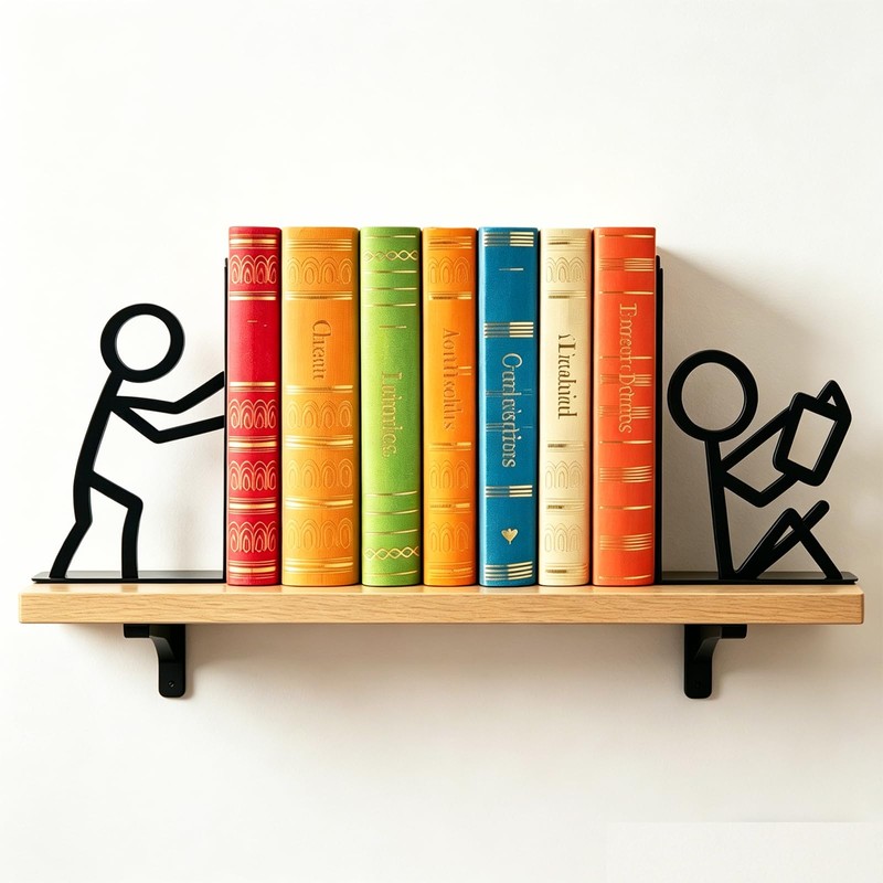 Cool Bookends, Unique Fun Decorative Book Ends, Heavy Duty Metal