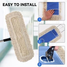 24 Inch Dust Mop Head: Replacement Medium Washable Commercial Sweeper and Janitorial Dust Mop Head Replacement