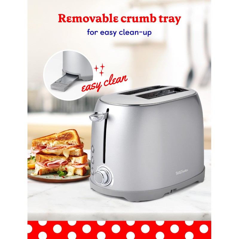 Betty Crocker 2-Slice Multi-Function Toaster, Toaster 2 Slice with Extra