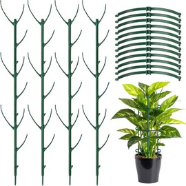 12 Pack Monstera Plant Support & Plant Cage Support Rings,Stackable Twig 3 Tier Garden Flower Support,Twig Trellis for Indoor Outdoor Plants Potted Plants Flower Other Climbing Plants(Green)