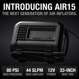 NOCO AIR15: UltraFast 15A Tire Inflator - 12V Portable Air Compressor Pump, 80 PSI Max – 44 SLPM Airflow Inflates 0–40 PSI in 2.9 Minutes – Digital Gauge + Auto-Shutoff