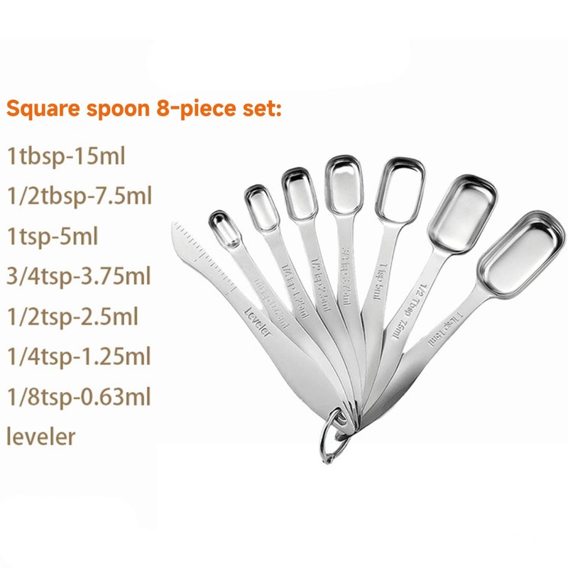 18/8 Heavy Duty Stainless Steel Metal Measuring Spoons Set for