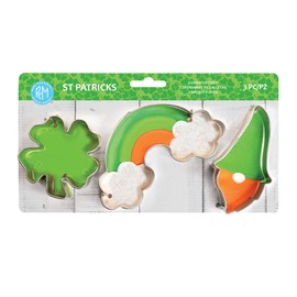R&M International 5189 St Patrick's Clover, Rainbow, and Gnome Cookie Cutters 3-Piece Set