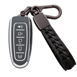 Syodiesn for Ford Key Fob Cover Soft TPU with Keychain Keyless Protective Key Fob for Ford C-Max Edge Expedition Escape Explorer Flex Focus Taurus Lincoln MKS MKX MKT Navigator 5 Button, Dark Gray