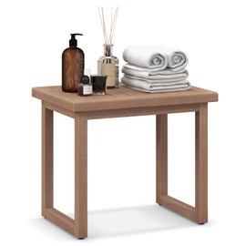 Giantex Shower Bench for Inside Shower, 19" Waterproof Wood Shower Stool with Non-Slip Foot Pads, Sturdy Spa Bath Seat for Elderly, Wooden Shower Seat for Indoor and Outdoor Use