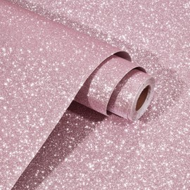 WESTICK Dreamy Pink Glitter Wallpaper for Girls Bedroom Thick Pink Peel and Stick Wallpaper Self Adhesive Removable Glitter Contact Paper for Walls Bathroom Dresser Showcase Tables DIY 11.8" x 80"