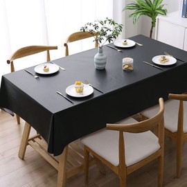 Newthinking PVC Table Cloth Wipe Clean Tablecloth Plastic Waterproof Table Protector, Square Wipeable Tablecloths for Kitchen Picnic Outdoor Indoor - Black, 54x54in/137x137cm