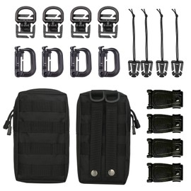 Pack of 2 Molle Tactical Waist Bags, Multifunctional Utility EDC Pouch, Military Compact Belt Bag with 16 Accessories, Multifunctional Bum Bag for Outdoor Hiking, Cycling, Hunting, Camping