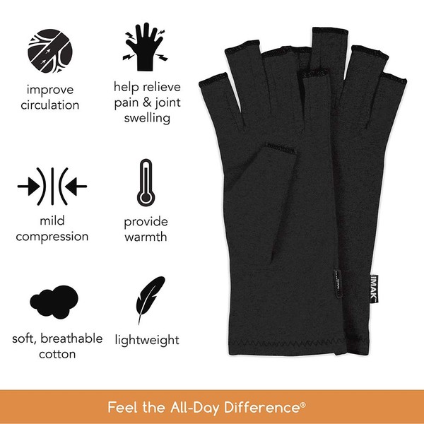 IMAK Compression Arthritis Gloves, Medium – Premium Arthritic Joint Relief Hand Gloves for Rheumatoid & Osteoarthritis – Provides Compression – Commended for Ease of Use by Arthritis Foundation