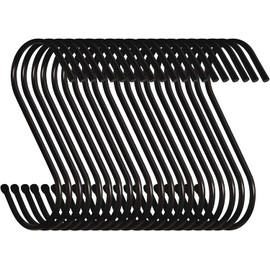 Baoswi 20 Pack Heavy Duty S Hooks 9 cm S Shaped Hanging Hooks Large Hangers for Kitchen, Bathroom, Bedroom and Office(Black)