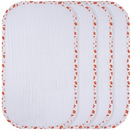 Mama's Baby - Muslin Burp Cloths Sets for Unisex 100% Cotton Hand Washcloths for Babies, Baby Essentials Perfect for Newborn Baby Burping Cloths/Burp Bibs (Orange Hippo, 4-Pack, 20" X10")