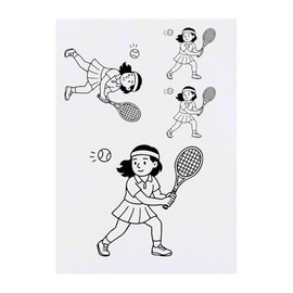 4 x 'Tennis Girl' Temporary Tattoos - Water Resistant, Skin-Safe, Non-Toxic Transfers, Mixed Sizes (TO00085938)