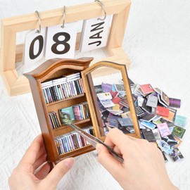 The Left Bridge Mini Bookshelf, Anxiety Bookshelves, Anxiety Bookshelf, Handcrafted Mini Bookshelf with 100+ Unique Miniature Books, Small Bookshelf Miniature Library, for Book Lovers