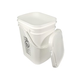5.3 Gallon White Rectangular Bucket/Pail with Hinged Snap Lid
