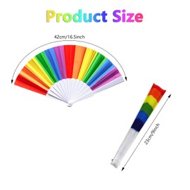 CONNECTION Pack of 4 Rainbow Folding Fans, Colourful Fans, Hand Fans, Small Foldable Hand Fans, Dance Decorations, Hand Fan, Rainbow for Summer, Women, Men, Party, Wedding, Hand Fan