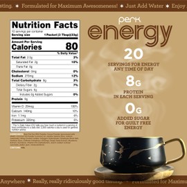 Perk Energy Original Dutch Hot Cocoa Flavored Drink Powder (10 Servings Stickpack) - Gluten-Free, Peanut-Free, Soy-Free