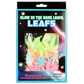 Island Dogs Glow in The Dark Hemp Shaped Molded Pieces - 50 Pack of Assorted Colors and Sizes - Not Your Ordinary Glow in The Dark Stars for Ceiling and Walls