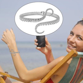 RechicGu Octopus Tentacle Animal Sea Ocean Hinged Open Bracelet Bangle Arm Cuff Scary Horror Goth, 6.4cm (2.5in), Metal, 1