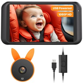 Babyvue Babyvue USB Baby Car Camera Plug-Play, 4.5" 1080P Easy Setup Backseat Camera with Flexible 360 Rotation, Clear Picture Rear Facing Car Seat Baby Monitor