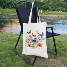 Xuzoueisp Butterfly Tote Bag for Women- Butterfly Gifts for Women, Canvas Aesthetic Reusable Shopping Bags with Handles for Teacher Mom Sister Birthday Christmas