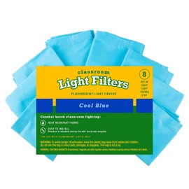 Fluorescent Light Diffuser Covers (Set of 8) Filters Light for Classrooms and Offices - Flame-Retardant Fabric (Tranquil Blue)