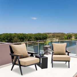 SunCula Outdoor Deep Seat Cushion Set of 2, 22" x 24",Patio Furniture cuhions, Olefin Fabric Slipcover and Sponge Foam for Chair, Sofa, and Couch-Tan (2 Seats+2 Backs)