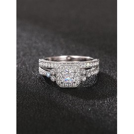 Fashion Rhinestone Decorated Ring, Fashion Jewelry for Party, Daily Clothing Decor, Trendy All-match & Exquisite Jewelry for Birthday Gift - Color: Silver, Size: 6