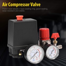 AUNMAS Air Compressor Pressure Valve Switch, G1/8 Gauge Diameter 2-G1/4 Connection Pressure Switch Control Valve for Air Compressors