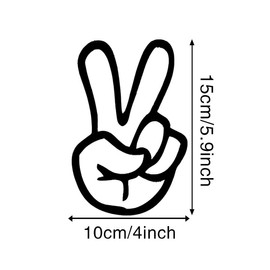 2Pack Finger Peace Sign Stickers,5.9"x4", Suitable for Laptops, Helmets, Cars, Trucks, Motorcycles, Windows, Bumpers, Wall Decorations | #TM385 (Black)