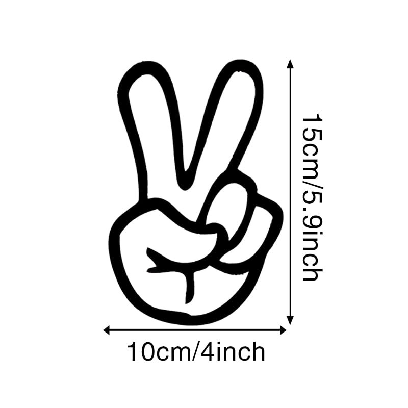 2Pack Finger Peace Sign Stickers,5.9"x4", Suitable for Laptops, Helmets, Cars,