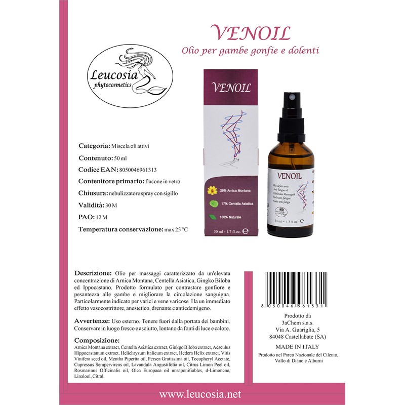 Venoil - Cooling Massage Oil, Swollen and Aching Legs -