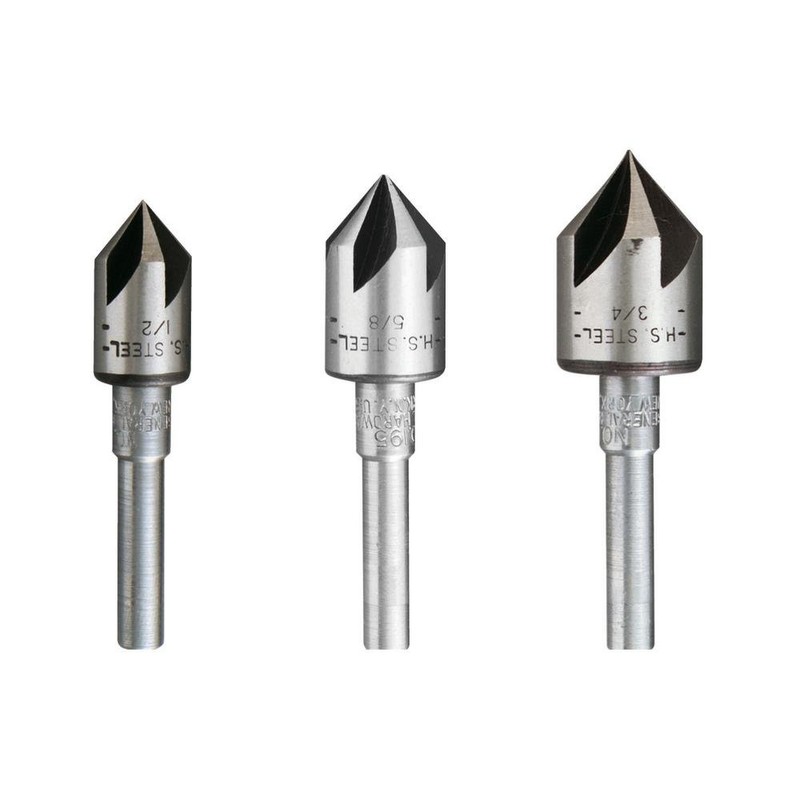 General Tools 3 Piece Countersink Bit Set #195ST, Includes 1/2