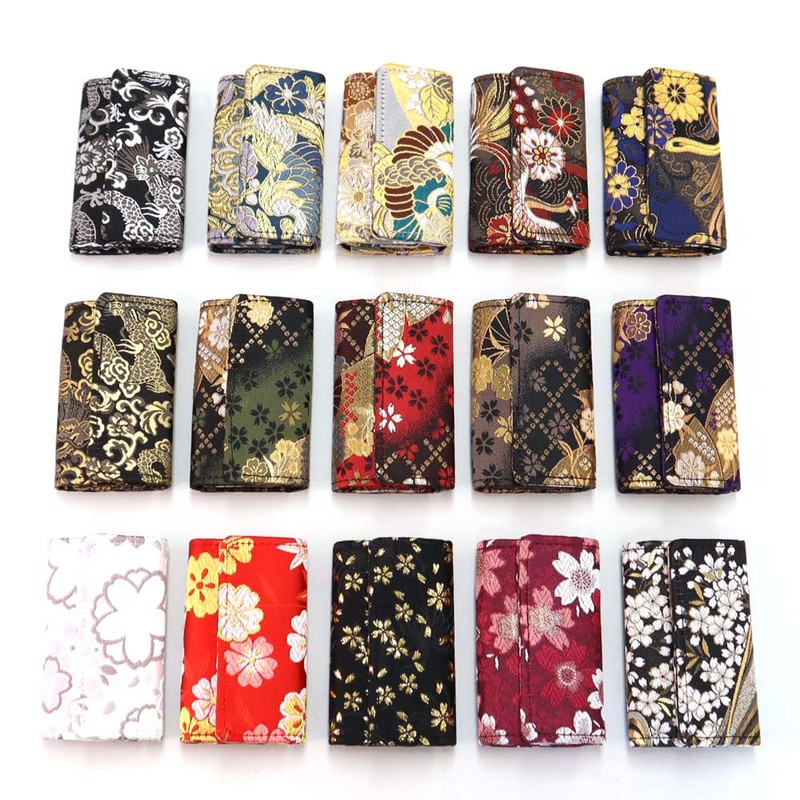 COCOLUCK Men's Key Case, Japanese Pattern, Golden Brocade, Nishijin Textile,