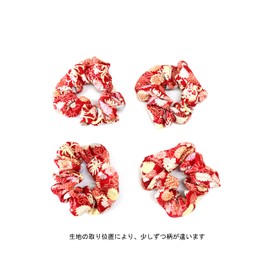 COCOLUCK Japanese Pattern Crepe Chou Hair Elastic Stylish Hair Accessories, Hair Ornament, Hair Rubber, Made in Japan, Small Chrysanthemum Series (Small Chrysanthemum Red)