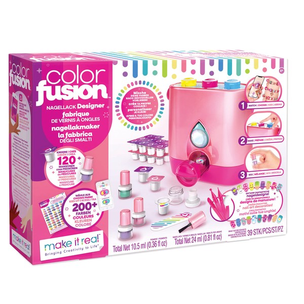 Make It Real 2902561 Colour Fusion Polish Designer, DIY, Creative Kit Designs Yourself, Children's Nail Varnish Water-Based