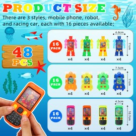 Halloscume 48 Pack Colorful Handheld Water Game Cellphone Water Ring Game Bulk Handheld Game Water Ring Toss for Beach Toys Party Favors Birthday Classroom Prize Box Back to School Gift