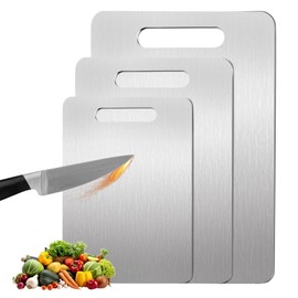 3 Pack Titanium Cutting Boards for Kitchen,100% Pure Titanium, Cutting Edge Hygiene & Durability, Double-sided food-grade Cutting Board For Meats Fruist And Vegetables,Easy to Clean（M+L+XL)