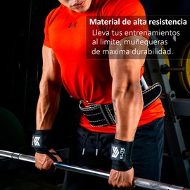 Muñequeras para gimnasio, wrist wraps, muñequeras para levantamiento de pesas, idelas para entrenamientos de gimnasio y crossfit (Negro)