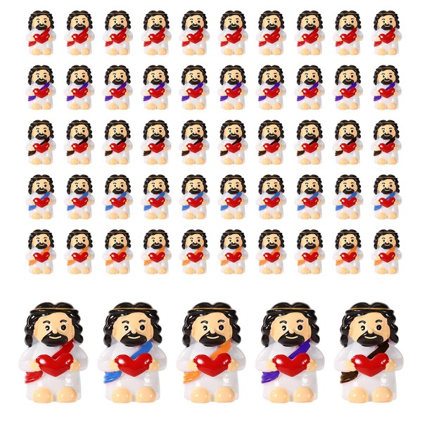 50pcs Little Jesus, Resin Tiny Jesus Figurines Religious Sacred Mini