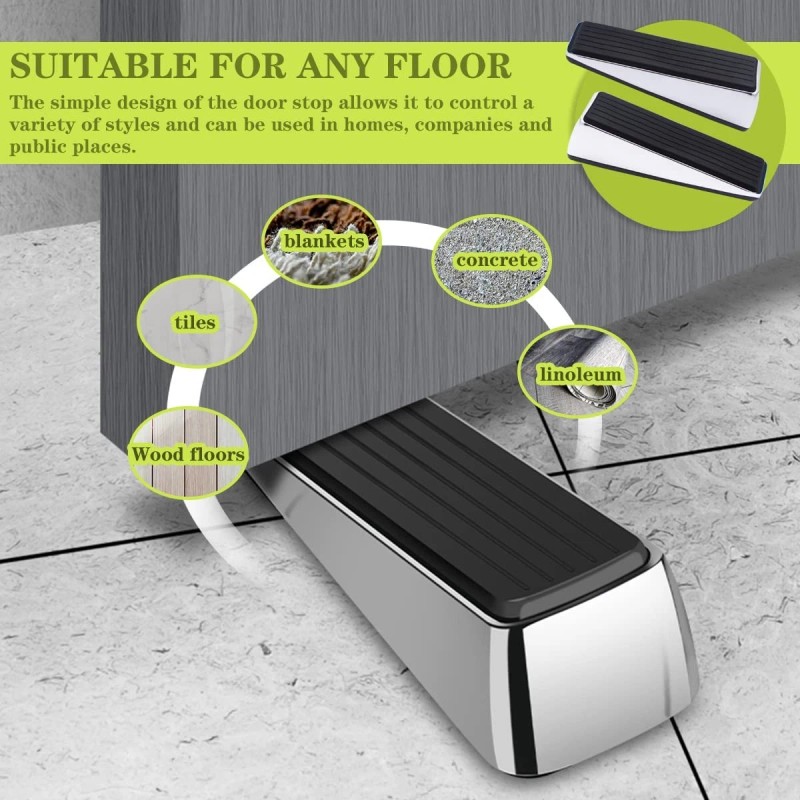 CDBOVID Metal Door Stop, Premium Rubber Heavy Door Stopper, Wedge