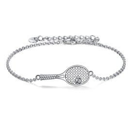 YFN Tennis Racket Bracelets Sterling Silver Sport Jewelry Sport Theme Gifts for Women Men Tennis Lover