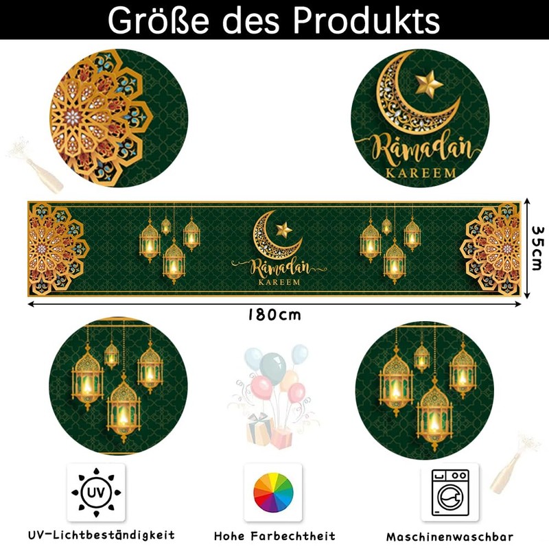 Ramadan Table Runner, Tablecloth, Ramadan Decorative Table Decoration, Eid Mubarak