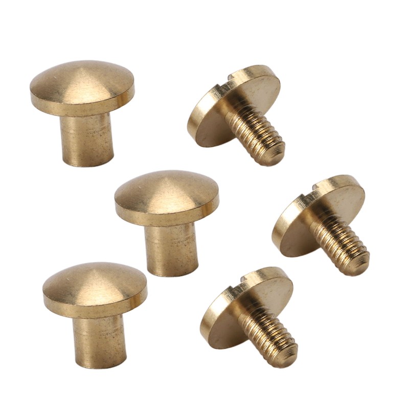 50 Set Brass Rivets Kit DIY 8mm Slot Screw Decorative