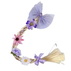 ISABELLA MOON Kids Girls Toddlers Blue Elsa Ponytail Hair Extension Party Hair clips Snowflake Crown Headband Hairband Costume Dress up Braided Wigs (Rapunzel Ponytail)