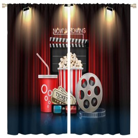 Movie Theater Curtains Film Strips Vintage Movie Frame Pattern Beige Brown Door Curtains Modern Home Living Room Decorations 85x85inch(214x214cm)