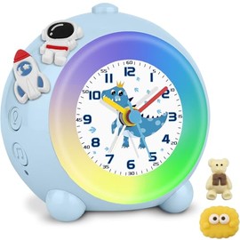 TENOCK Kids Analog Alarm Clock Unicorn Girls Alarm Clock Gradient Light Silent Alarm Clock Children's Birthday Party (Blue)