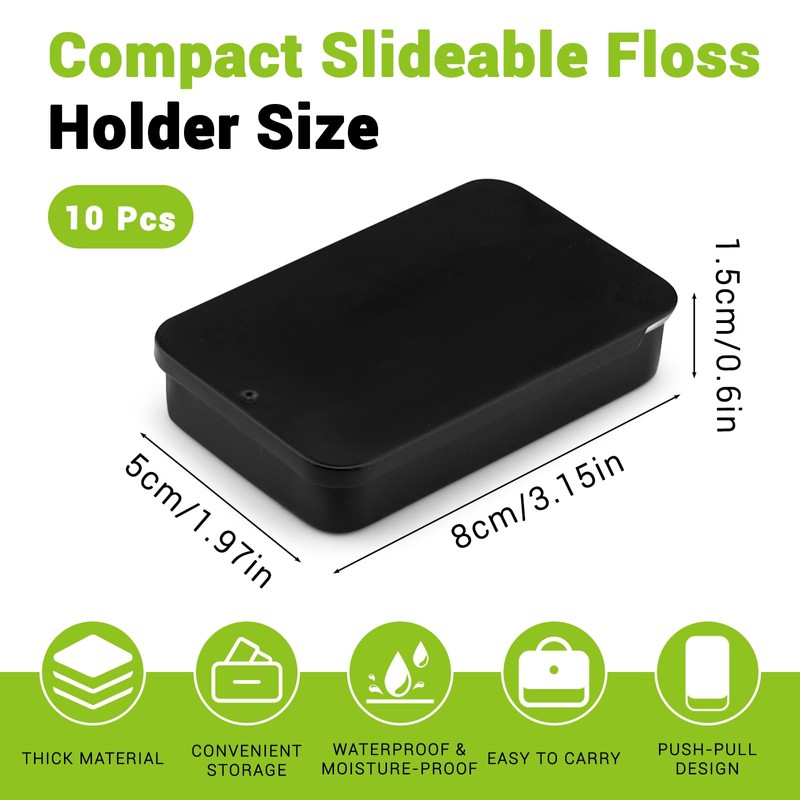 Bagentry 10 Pieces Black Portable Metal Travel Floss Picks Case,