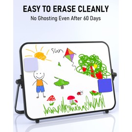 Nicpro Dry Erase Small Whiteboard A4 with Non-Slip Stand, 21 x 30 cm Double Sided Magnetic Desktop White Board with 8 Pens, Eraser, Magnet, Portable Writing Easel for Kid Drawing Student Classroom Use