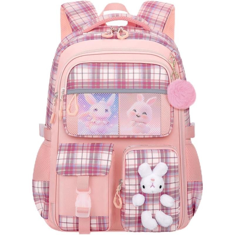 Cute Girls Backpack, Rabbit Bag 16.5 Inch Elementary Bag with
